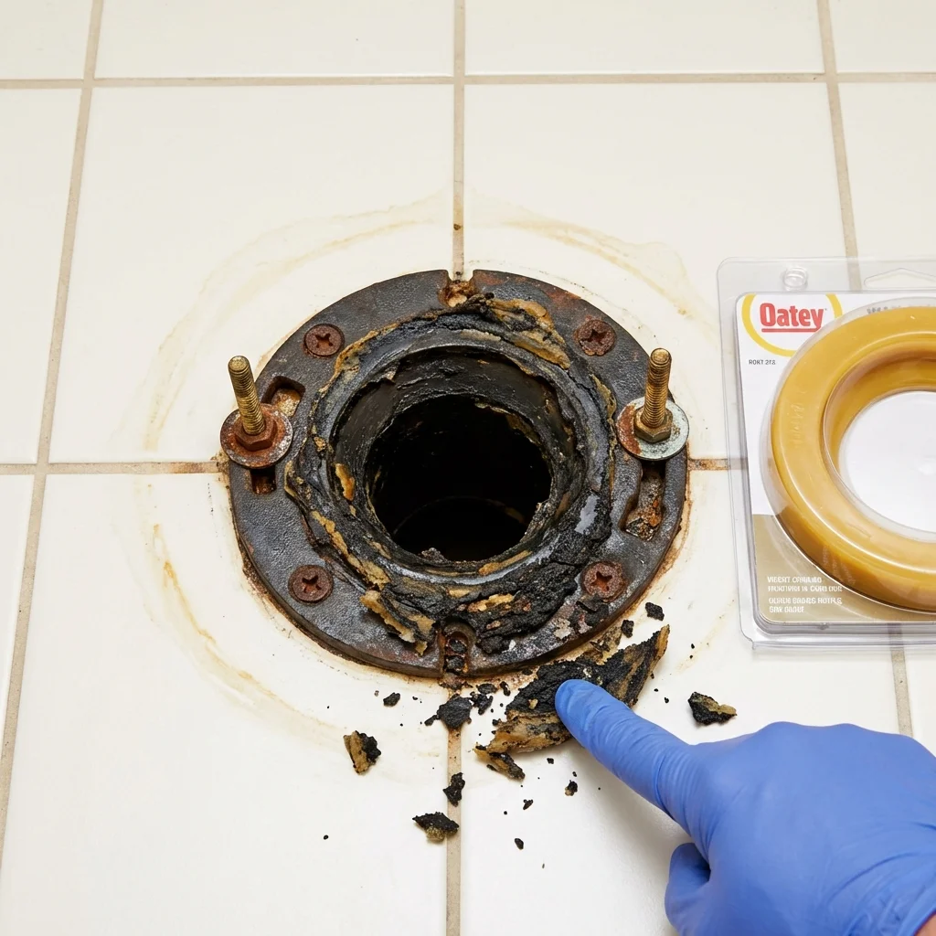 Failed wax ring showing water seepage at the base of a toilet in a Pleasant Grove, AL home